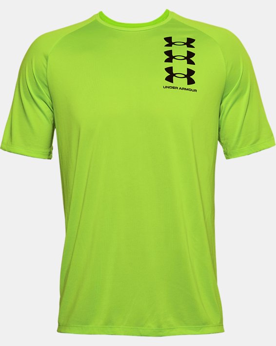Men's UA Tech™ Triple Logo Short Sleeve, Green, pdpMainDesktop image number 4